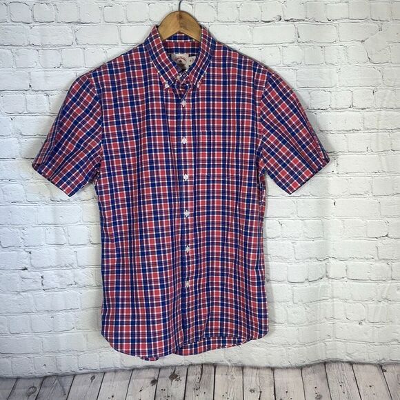 Brooks Brothers Red Fleece Mens Blue Red Plaid Button Down Shirt size M Medium - Picture 1 of 7
